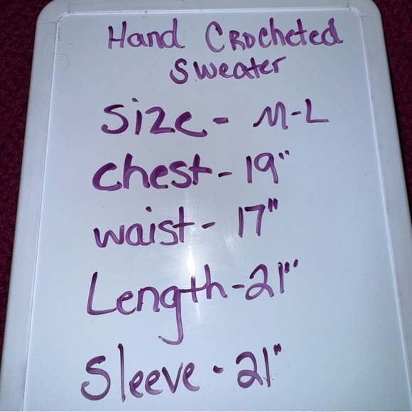 Hand Crocheted Magenta Sweater Boho Scallop Hem Balloon Sleeve M L - Picture 4 of 4